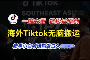 海外Tiktok短视频无脑搬运，一键去重轻松过原创，新手小白听话照做日入几张【揭秘】-副业资源站