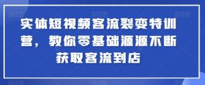 实体短视频客流裂变特训营，教你零基础源源不断获取客流到店-副业资源站