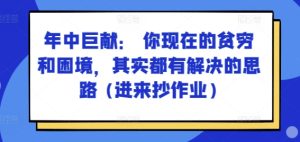 某付费文章:年中巨献: 你现在的贫穷和困境,其实都有解决的思路 (进来抄作业)-副业资源站
