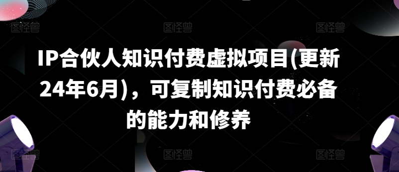 IP合伙人知识付费虚拟项目(更新24年6月)，可复制知识付费必备的能力和修养-副业资源站