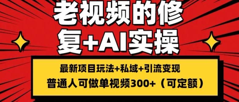 修复老视频的玩法，搬砖+引流的变现(可持久)，单条收益300+【揭秘】-副业资源站