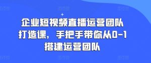 企业短视频直播运营团队打造课，手把手带你从0-1搭建运营团队-副业资源站