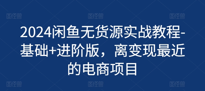 2024闲鱼无货源实战教程-基础+进阶版，离变现最近的电商项目-副业资源站