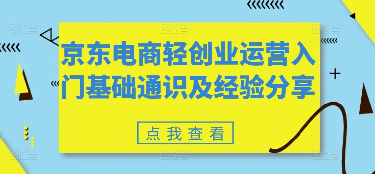 京东电商轻创业运营入门基础通识及经验分享-副业资源站