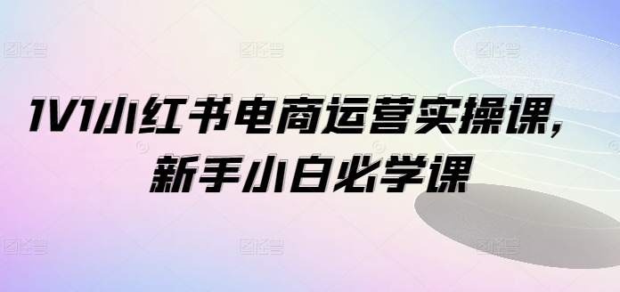 小红书电商运营实战1V1秘训：新手小白逆袭必修课-副业资源站