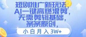 AI混剪神器,短剧推广新纪元,小白秒变高手,月赚3W+秘笈曝光-副业资源站