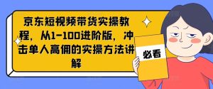 京东短视频带货:零基础到日赚斗金,进阶实操秘籍,揭秘高佣带货技巧-副业资源站