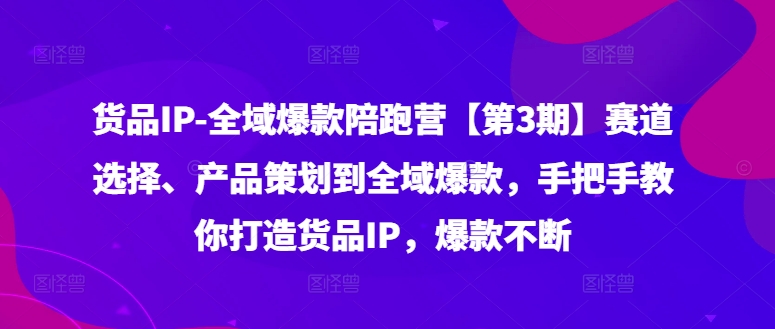 全域爆款打造秘籍：第3期陪跑营，从赛道精选到IP爆款策划，实战教学助你货品持续爆红-副业资源站