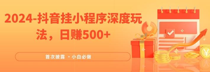 2024抖音小程序暴利新蓝海：日入500+深度玩法揭秘，小白轻松上手，稳定带渠道收益-副业资源站