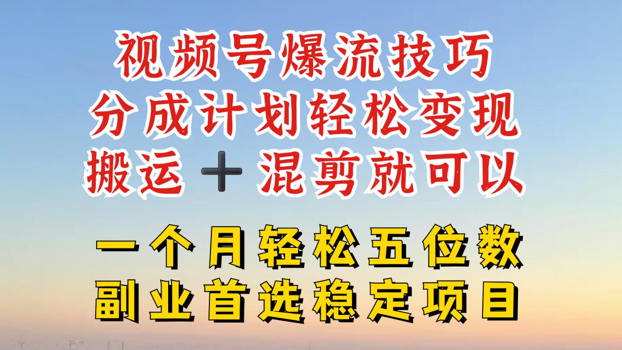 视频号暴利赛道揭秘：原创速出秘籍，搬运混剪新招，轻松引爆流量！-副业资源站