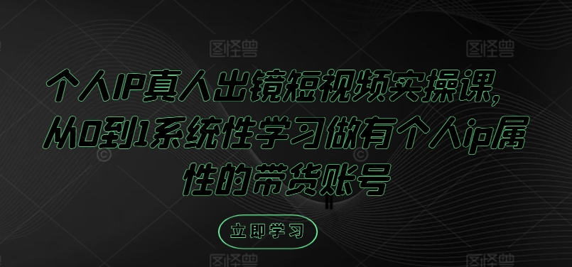 打造爆红个人IP：真人出镜短视频实战课，0基础玩转带货账号秘籍-副业资源站