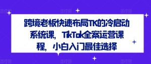 跨境新王道:TK冷启飞涨秘籍,TikTok全运营小白速成班-副业资源站