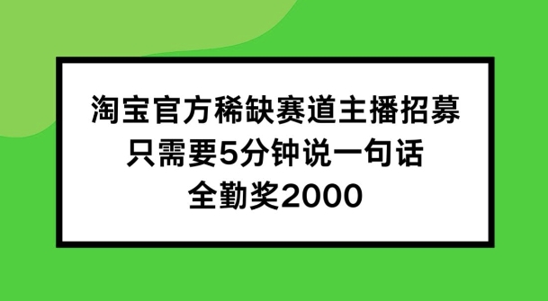 淘宝稀缺赛道主播招募，5分钟金句赢2000全勤，揭秘速来！-副业资源站