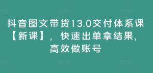 抖音图文带货13.0交付体系课【新课】,快速出单拿结果,高效做账号-副业资源站