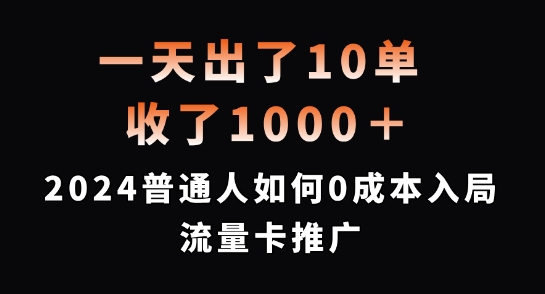 一天出了10单，收了1000+，2024普通人如何0成本入局流量卡推广【揭秘】-副业资源站