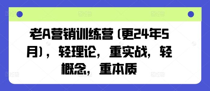 老A营销训练营(更24年8月)，轻理论，重实战，轻概念，重本质-副业资源站