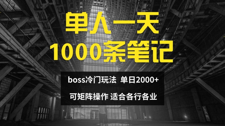 BOSS直聘日赚秘籍：单人狂刷千条笔记，日入破两千实战技巧大公开-副业资源站