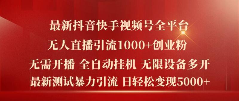 抖音快手视频号无人直播秘笈：日引千粉精准创业流量，轻松日赚5K+-副业资源站