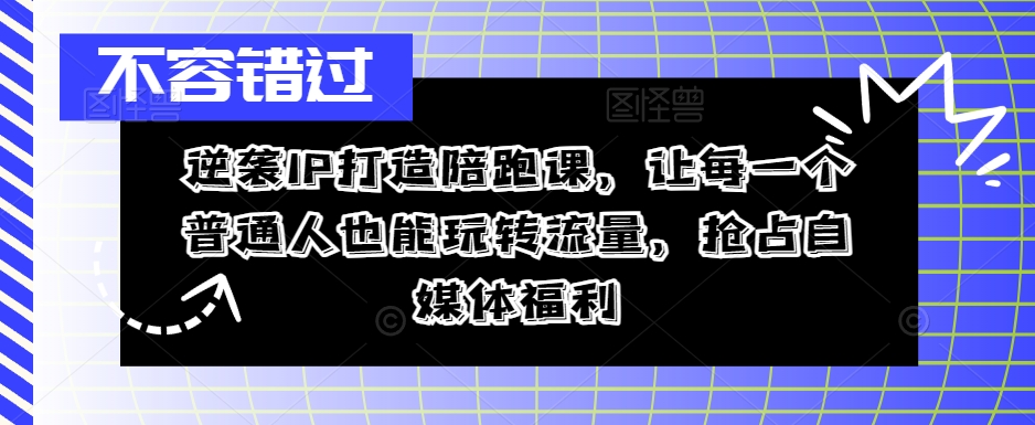 逆袭IP打造陪跑课，让每一个普通人也能玩转流量，抢占自媒体福利-副业资源站