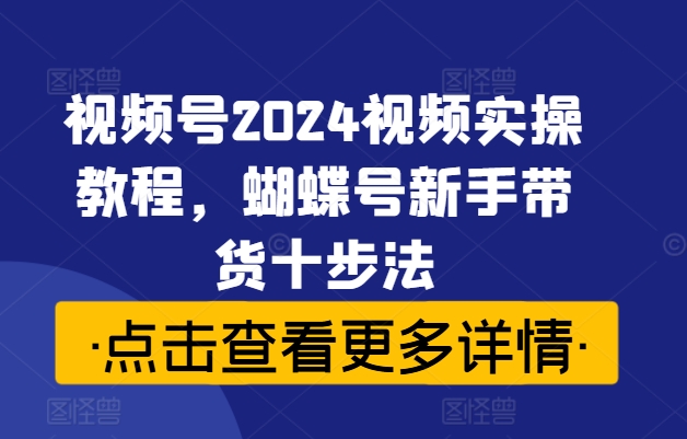 视频号2024视频实操教程，蝴蝶号新手带货十步法-副业资源站