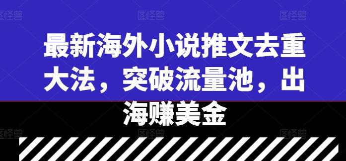 最新海外小说推文去重大法，突破流量池，出海赚美金-副业资源站