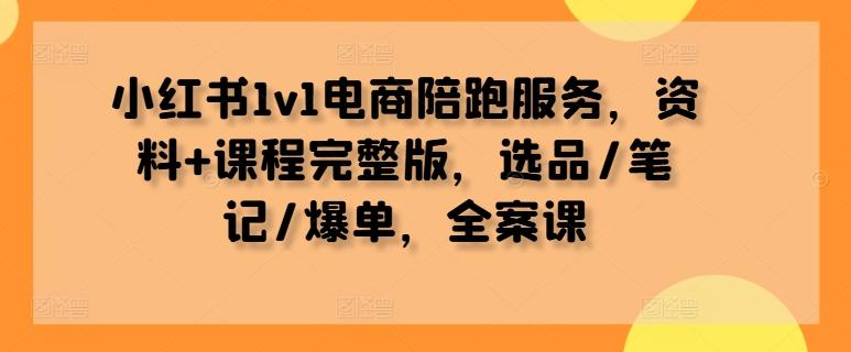 小红书1v1电商陪跑服务，资料+课程完整版，选品/笔记/爆单，全案课-副业资源站