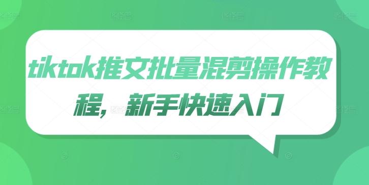 tiktok推文批量混剪操作教程，新手快速入门-副业资源站