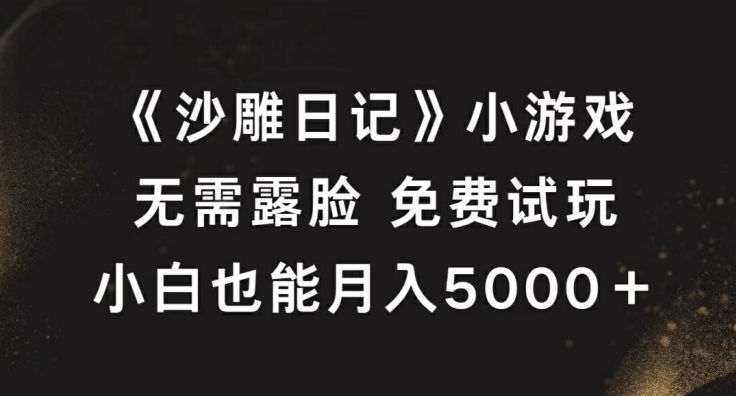 《沙雕日记》小游戏，无需露脸免费试玩，小白也能月入5000+【揭秘】-副业资源站