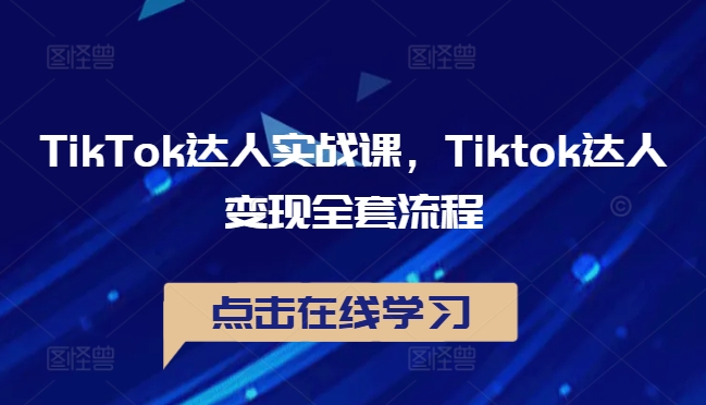 TikTok达人实战课，Tiktok达人变现全套流程-副业资源站