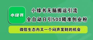 小绿书无脑搬运引流，全自动日引500精准创业粉，微信生态内又一个闷声发财的机会【揭秘】-副业资源站
