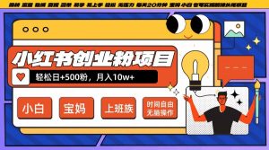 小红书创业粉项目日+500粉,每天20分钟躺赚长尾收益,无脑操作,宝妈,小白抓紧冲【揭秘】-副业资源站