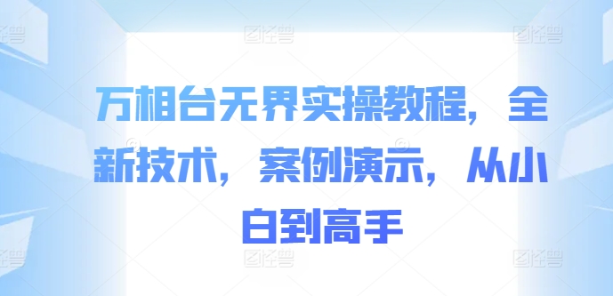 万相台无界实操教程，全新技术，案例演示，从小白到高手-副业资源站