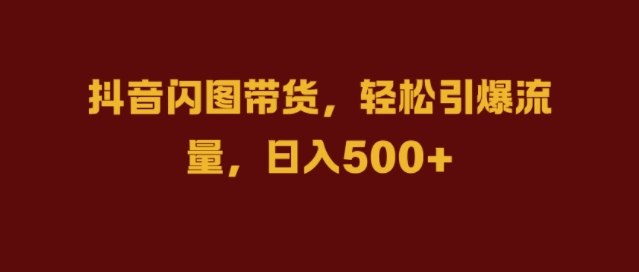 抖音闪图带货，轻松引爆流量，日入几张【揭秘】-副业资源站