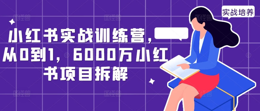 小红书实战训练营，从0到1，6000万小红书项目拆解-副业资源站