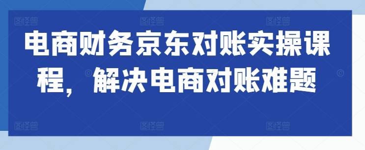 电商财务京东对账实操课程，解决电商对账难题-副业资源站