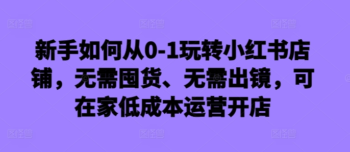 新手如何从0-1玩转小红书店铺，无需囤货、无需出镜，可在家低成本运营开店-副业资源站