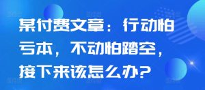 某付费文章：行动怕亏本，不动怕踏空，接下来该怎么办?-副业资源站