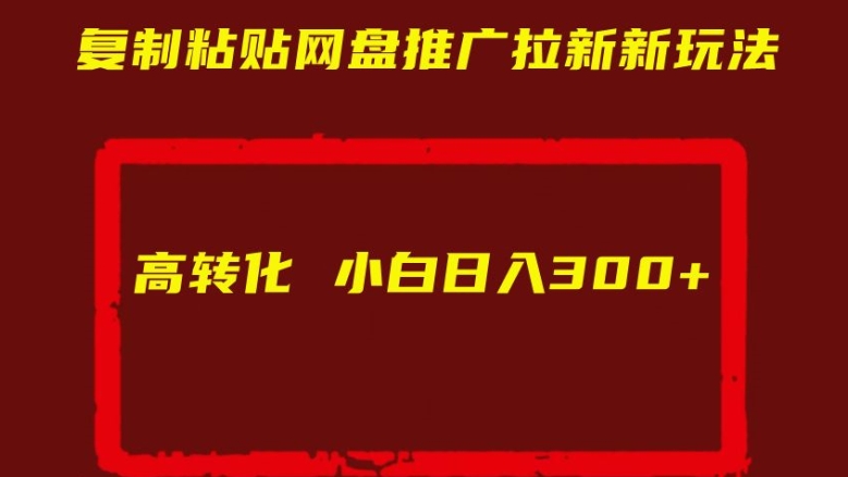 复制粘贴网盘推广拉新新玩法高转化小白日入300+【揭秘】-副业资源站