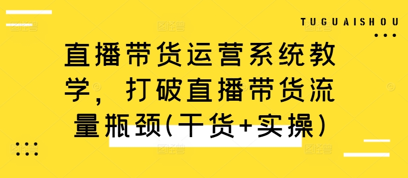 直播带货运营系统教学，打破直播带货流量瓶颈(干货+实操)-副业资源站