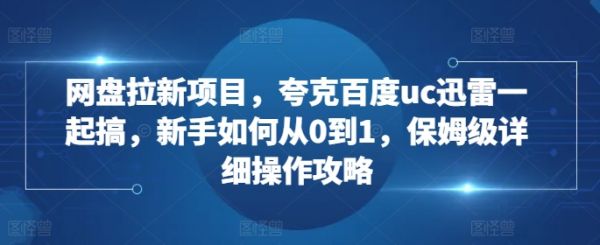 网盘拉新项目，夸克百度uc迅雷一起搞，新手如何从0到1，保姆级详细操作攻略-副业资源站