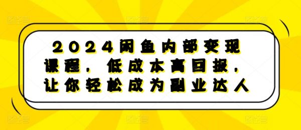 2024闲鱼内部变现课程，低成本高回报，让你轻松成为副业达人-副业资源站