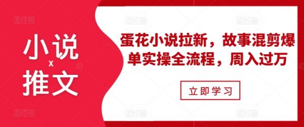 小说推文之蛋花小说拉新，故事混剪爆单实操全流程，周入过万-副业资源站