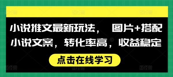 小说推文最新玩法， 图片+搭配小说文案，转化率高，收益稳定-副业资源站