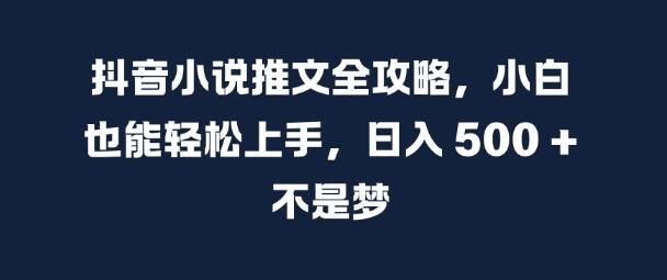 抖音小说推文全攻略，小白也能轻松上手，日入 5张+ 不是梦【揭秘】-副业资源站