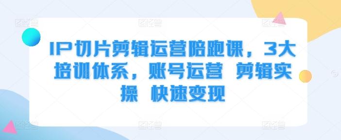 IP切片剪辑运营陪跑课，3大培训体系，账号运营 剪辑实操 快速变现-副业资源站