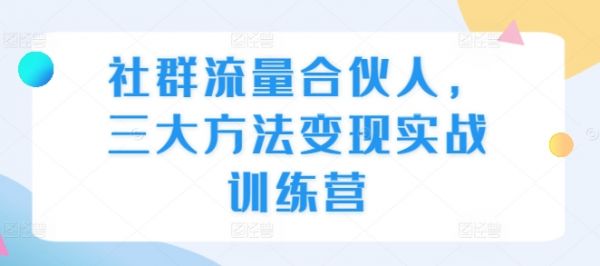 社群流量合伙人，三大方法变现实战训练营-副业资源站