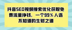 抖音SEO视频搜索优化获取免费流量挣钱,一个99%人还不知道的生财之道-副业资源站