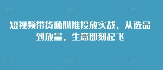 短视频带货随心推投放实战，从选品到放量，生意即刻起飞-副业资源站