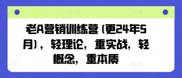 老A营销训练营(更24年11月)，轻理论，重实战，轻概念，重本质-副业资源站