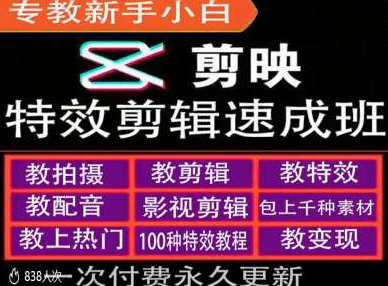 剪映特效教程和运营变现教程，特效剪辑速成班，专教新手小白-副业资源站